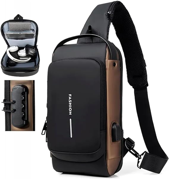 Pochet masculina com cadeado à prova d'água anti-roubo.