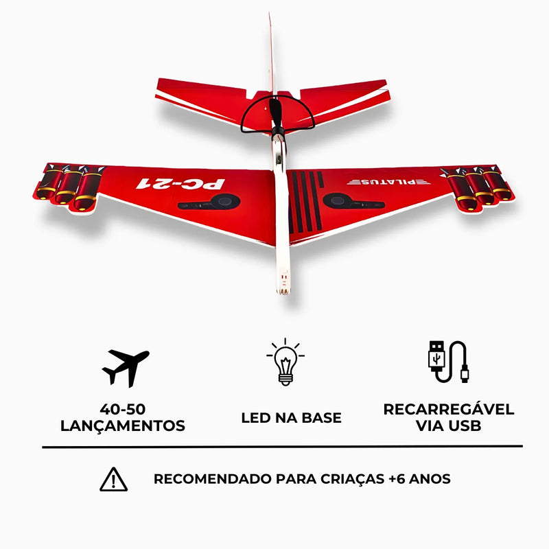 Avião Planador; com Motor a Bateria Recarregável