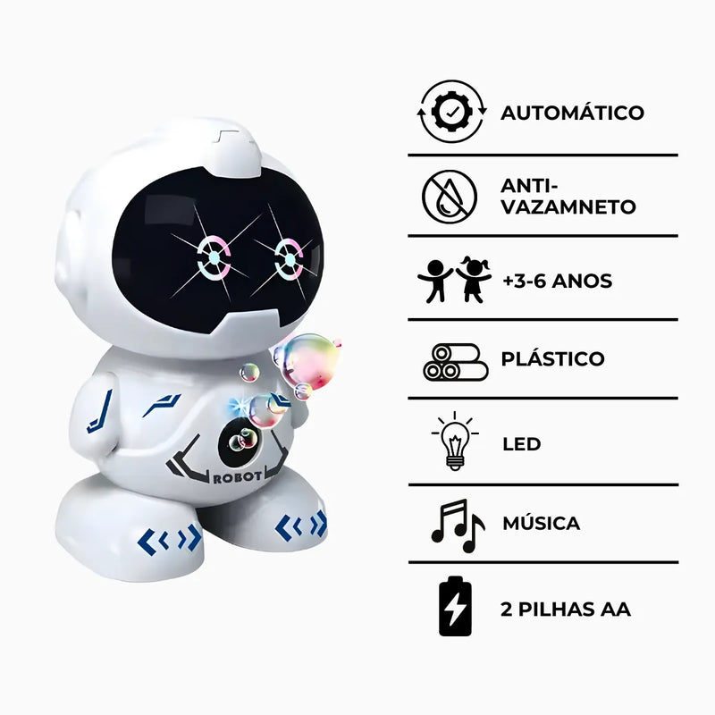 Mini Robô; Solta Bolhas de Sabão Automaticamente.