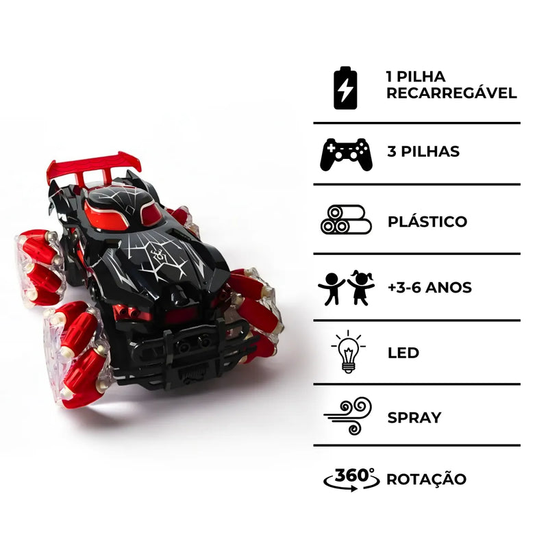 Carro Elétrico com Controle Remoto Brinq. Acrobático com LED