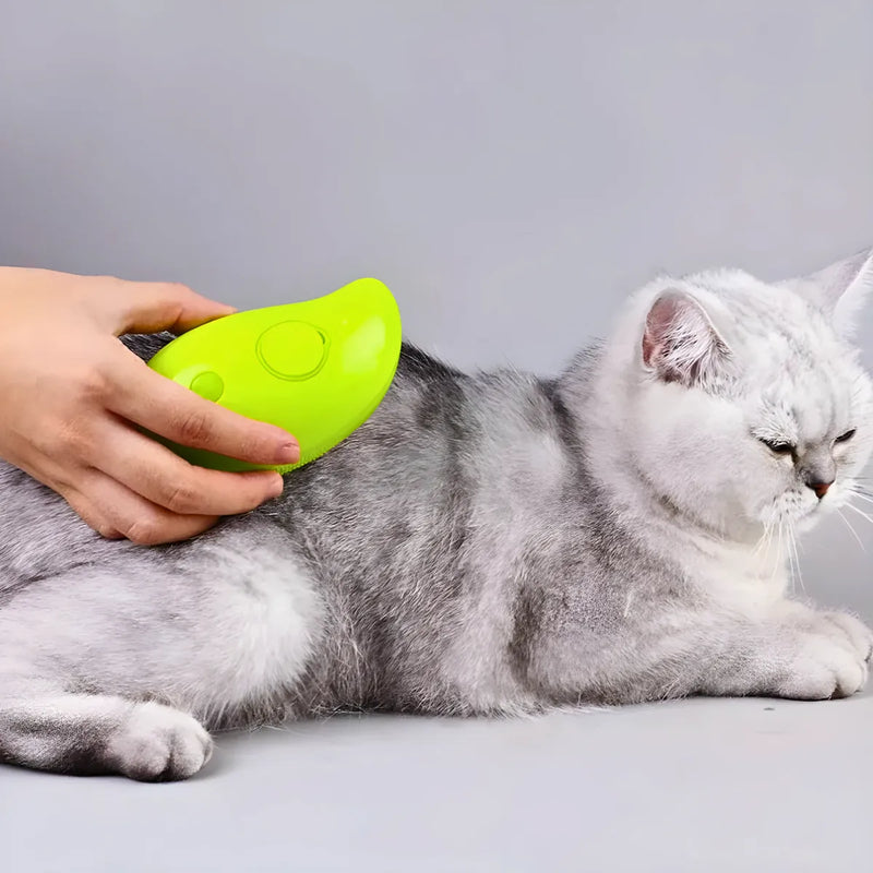 Escova Autolimpante 3 Em 1 Para Pets A Vapor com Spray.