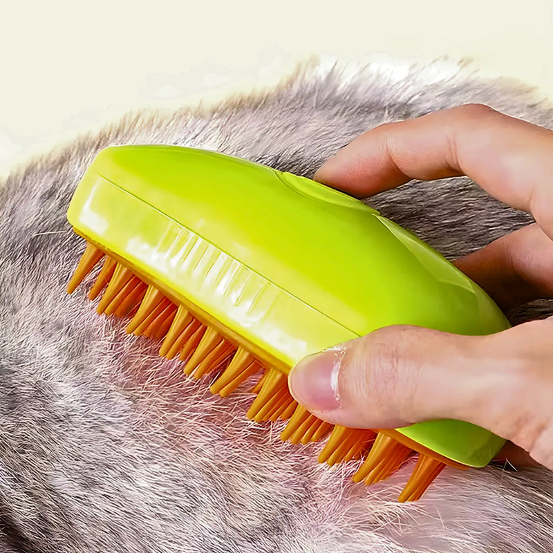 Escova Autolimpante 3 Em 1 Para Pets A Vapor com Spray.