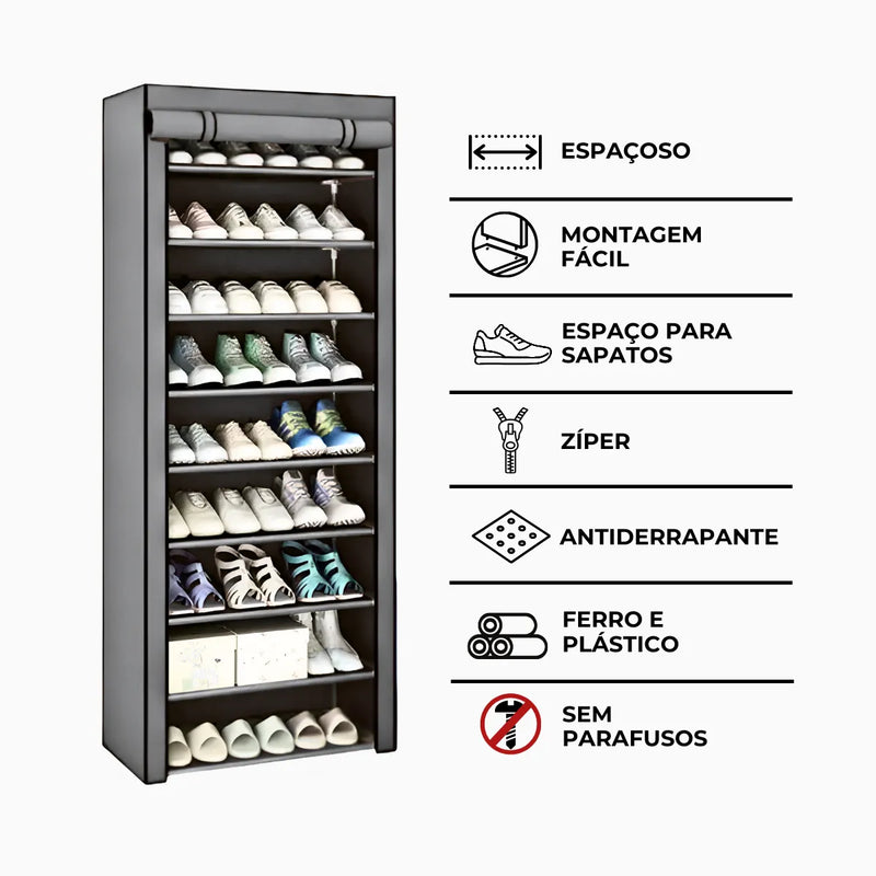 Sapateira Multiuso Para Calçados 9 Andares Com Porta Organiz