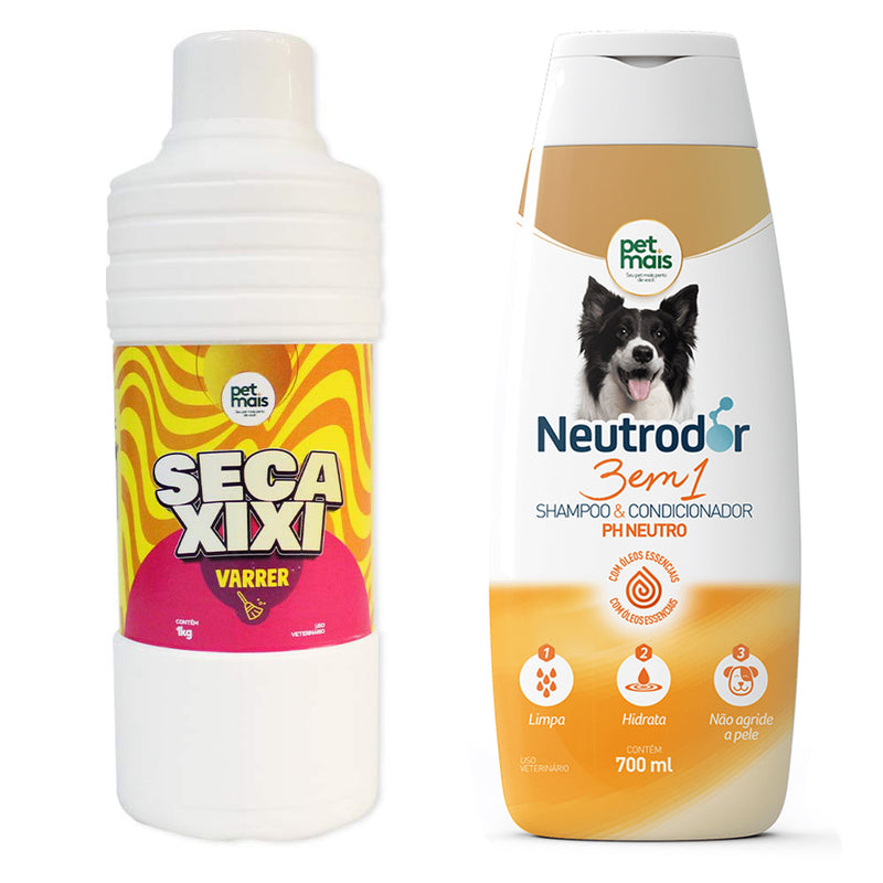 Kit Seca Xixi c/ Shampoo e Condicionador 3 em 1 PH Neutro
