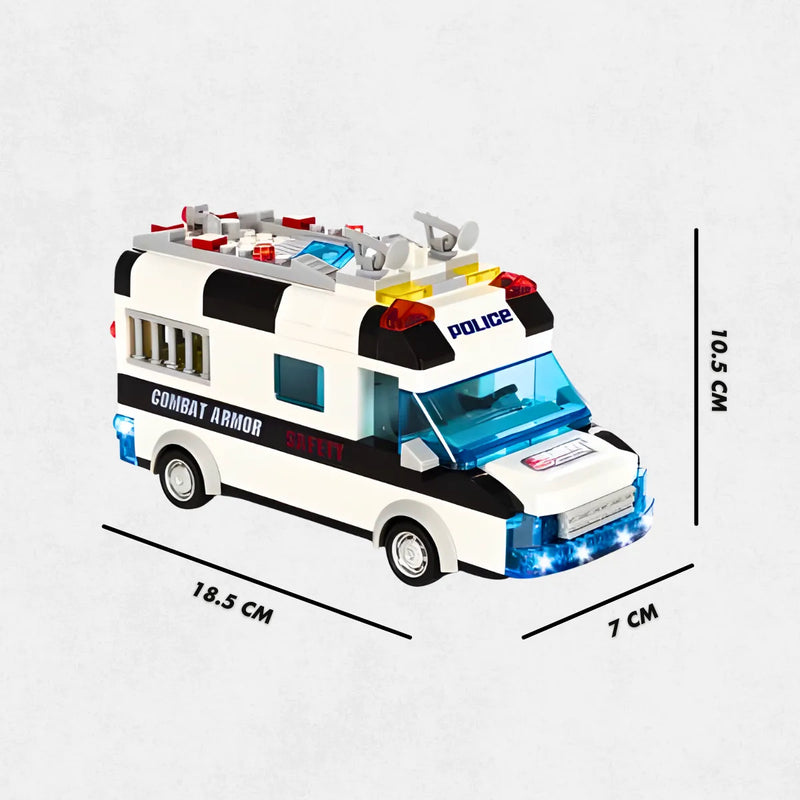 Carro Policia 77 Peças Lego Brinquedo com Luz Som.